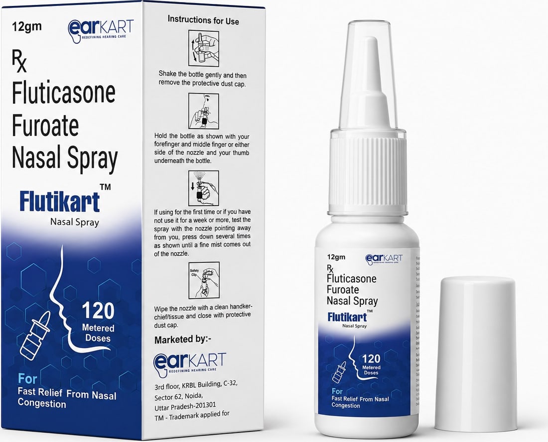 FlutiKart fluticasone furoate nasal spray by Earkart for allergic rhinitis management