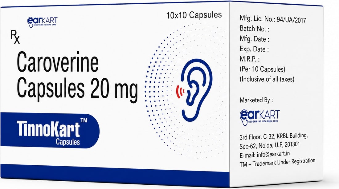 TinnoKart caroverine 20 mg capsules by Earkart for tinnitus management